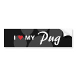 I Love (Heart) My Pug Bumper Sticker