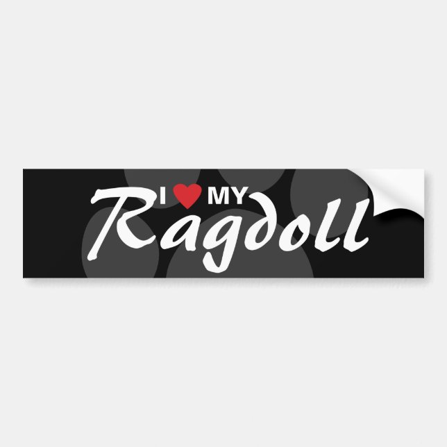 I Love (Heart) My Ragdoll Bumper Sticker (Front)