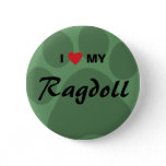I Love (Heart) My Ragdoll Cat Pawprint Button