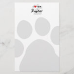 I Love (Heart) My Ragdoll Cat Pawprint Stationery