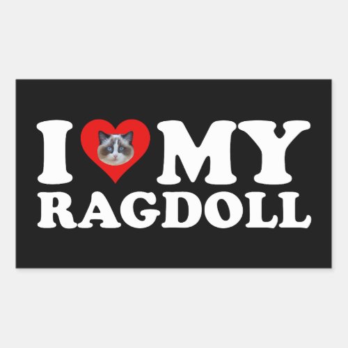 I Love Heart My Ragdoll Rectangular Sticker