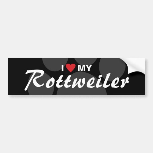 I Love Heart My Rottweiler Rottie Breed Bumper Sticker