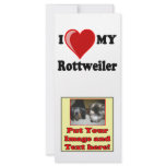 I Love (Heart) My Rottweiler Water Dog Customized Rack Card