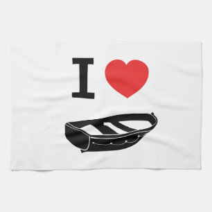 I love heart my rowing / row boat kitchen towel