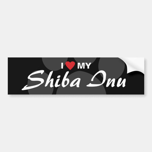 I Love (Heart) My Shiba Inu Bumper Sticker (Front)