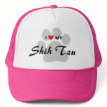I Love (Heart) My Shih Tzu Pawprint Trucker Hat