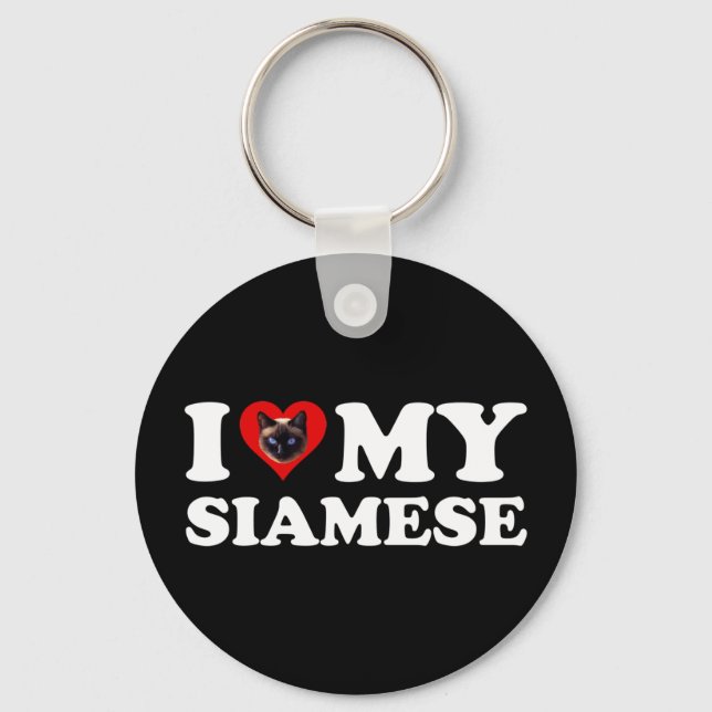 I Love (Heart) My Siamese Keychain (Front)