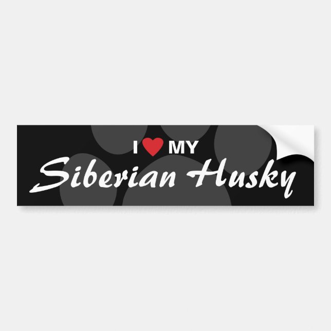 I Love (Heart) My Siberian Husky Bumper Sticker (Front)