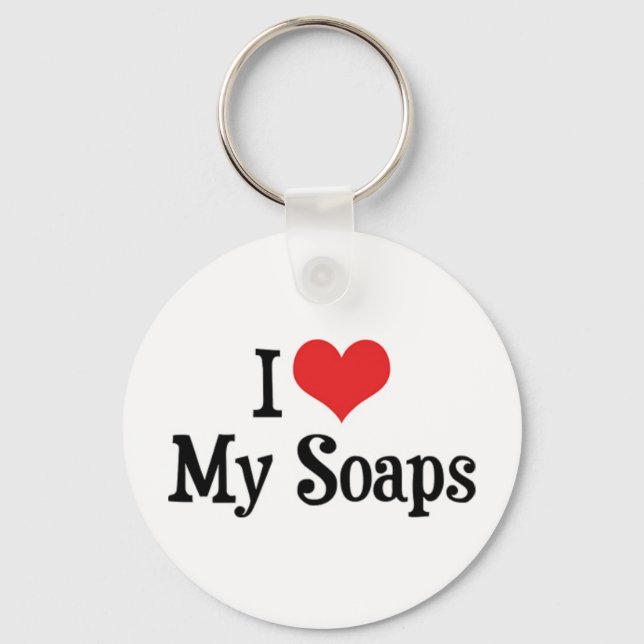 I Love Heart My Soaps - Soap Opera Lover Keychain (Front)