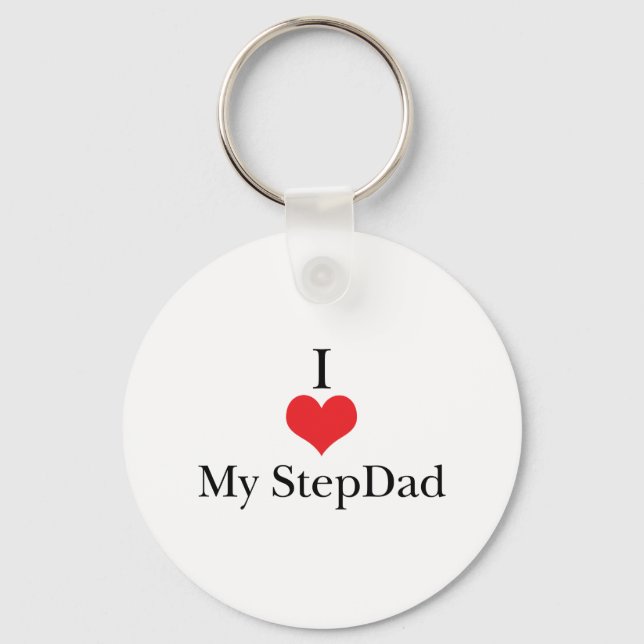 I Love (Heart) My StepDad Keychain (Front)