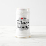 I Love (Heart) My Tibetan Mastiff Pawprint Beer Stein