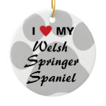 I Love (Heart) My Welsh Springer Spaniel Ceramic Ornament