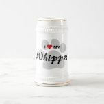 I Love (Heart) My Whippet Pawprint Beer Stein