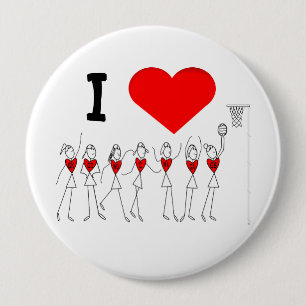 I Love Heart Netball Pinback Button