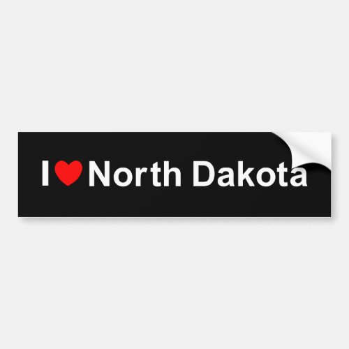 I Love Heart North Dakota Bumper Sticker