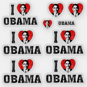 I Love Heart Obama  Contour Cut Set Sticker