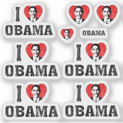 I Love Heart Obama  Contour Cut Set Sticker