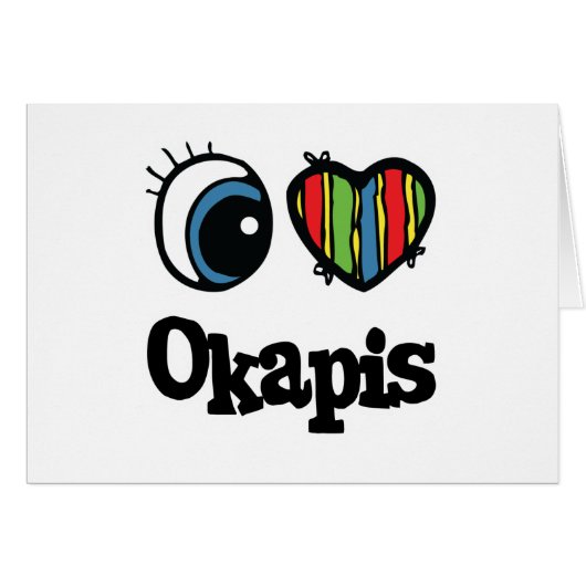 I Love (Heart) Okapis Cards (Front Horizontal)