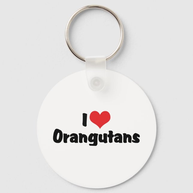 I Love Heart Orangutans Keychain (Front)