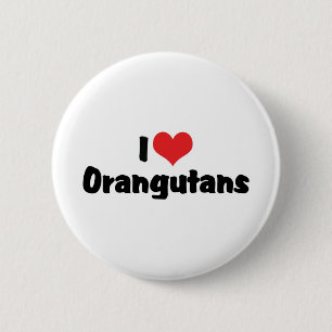 I Love Heart Orangutans Pinback Button