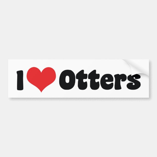 I Love Heart Otters Bumper Sticker (Front)