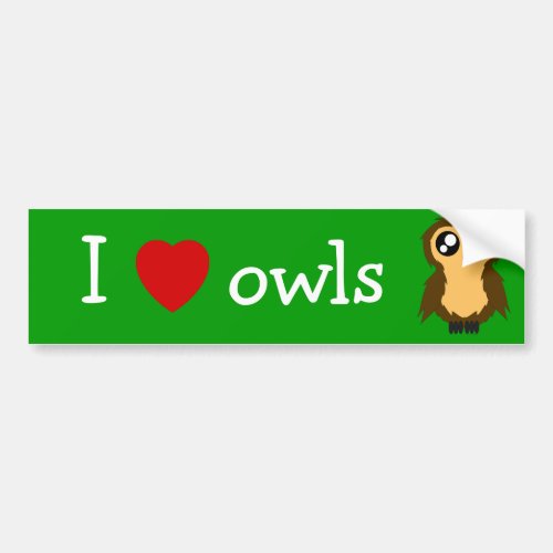 I LoveHeart Owls Cute Scruffy Owl Bumper Sticker