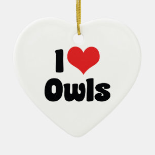 I Love Heart Owls - Owl Lover Ceramic Ornament