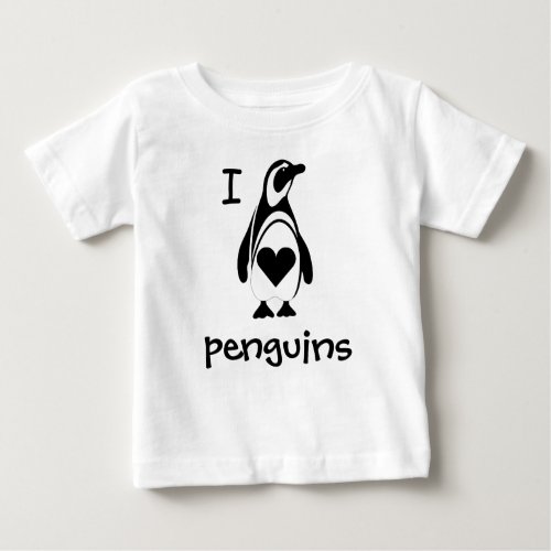 I Love Heart Penguins  Baby T_Shirt