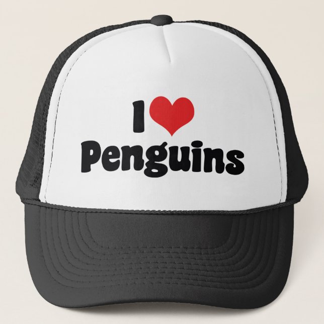 I Love Heart Penguins - Penguin Lover Trucker Hat (Front)