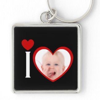 I Love Heart Photo Key Chain