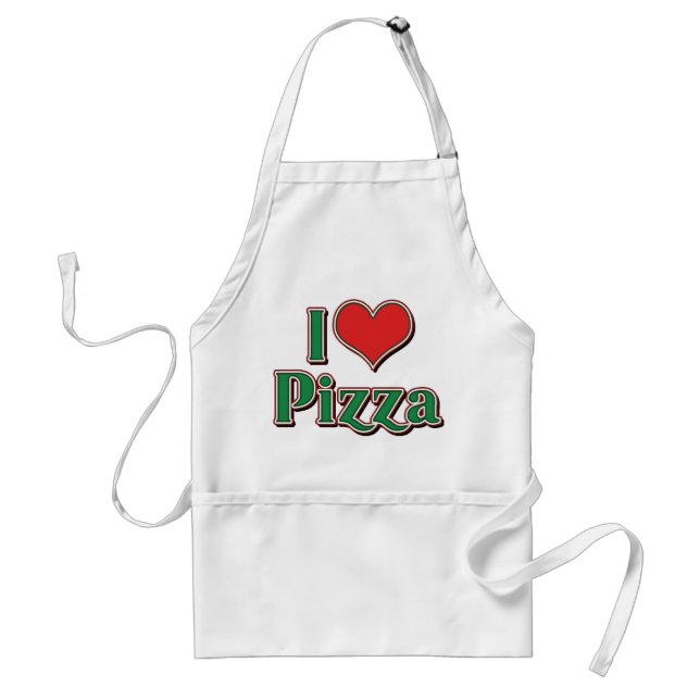 I Love Heart Pizza Adult Apron (Front)