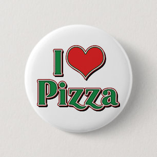 I Love Heart Pizza Pinback Button