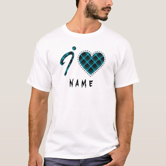 I love... Heart, plaid T-Shirt (Front)