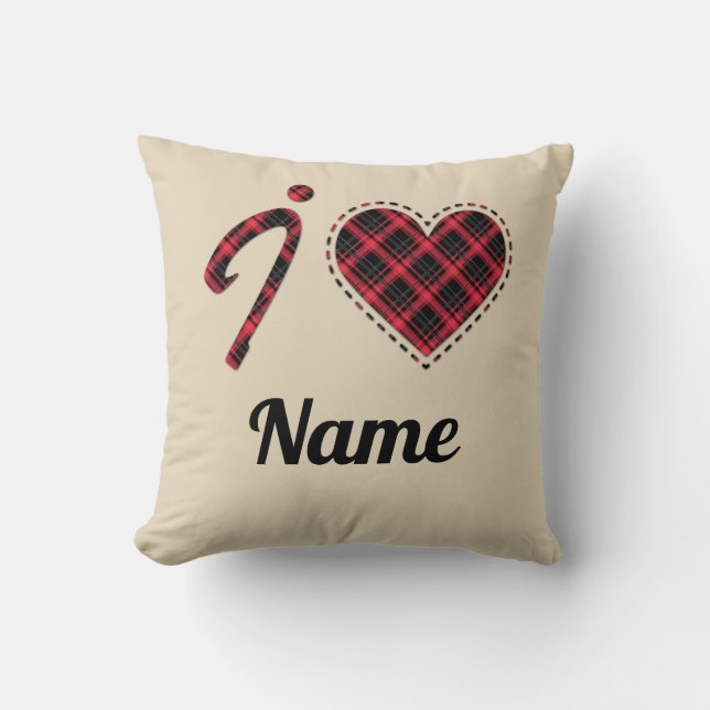 I love... Heart, plaid Throw Pillow (Front)
