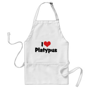 I Love Heart Platypus Adult Apron
