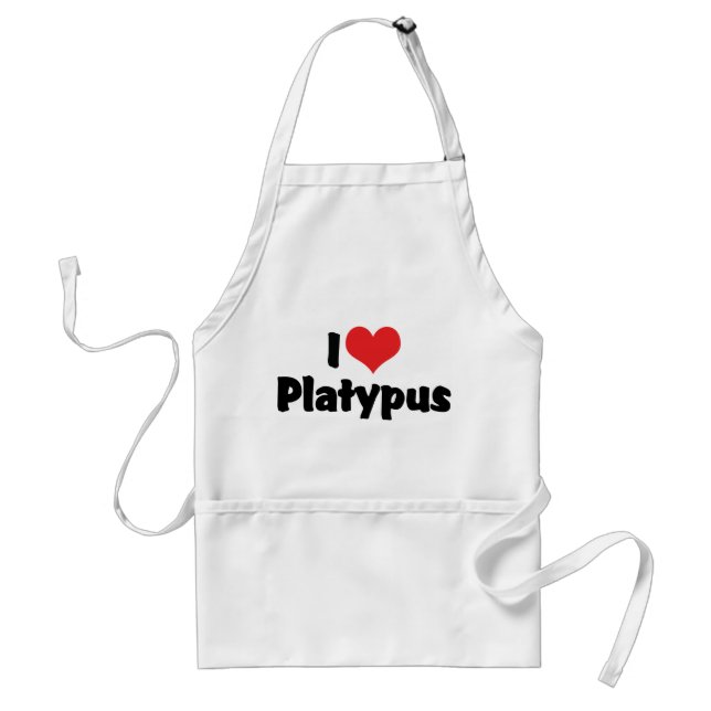I Love Heart Platypus Adult Apron (Front)