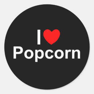 I Love (Heart) Popcorn Classic Round Sticker