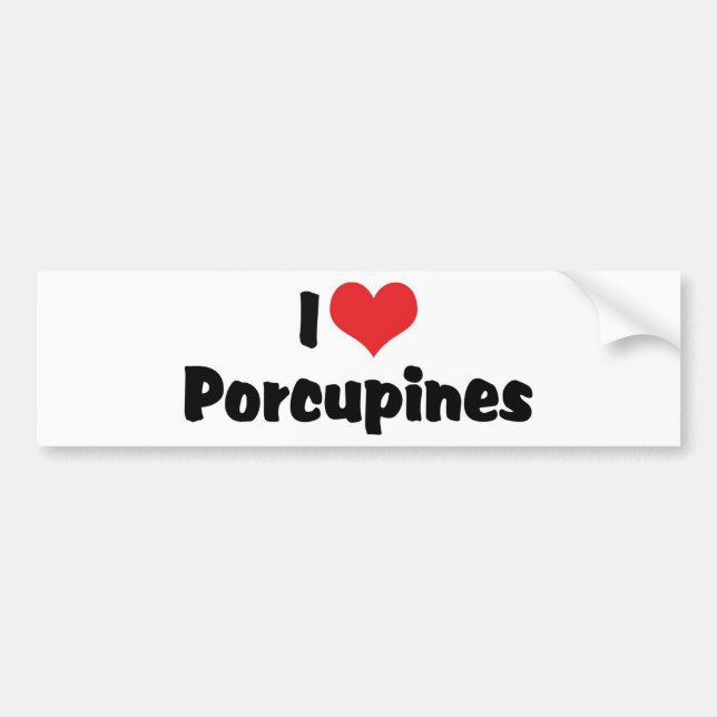 I Love Heart Porcupines Bumper Sticker (Front)
