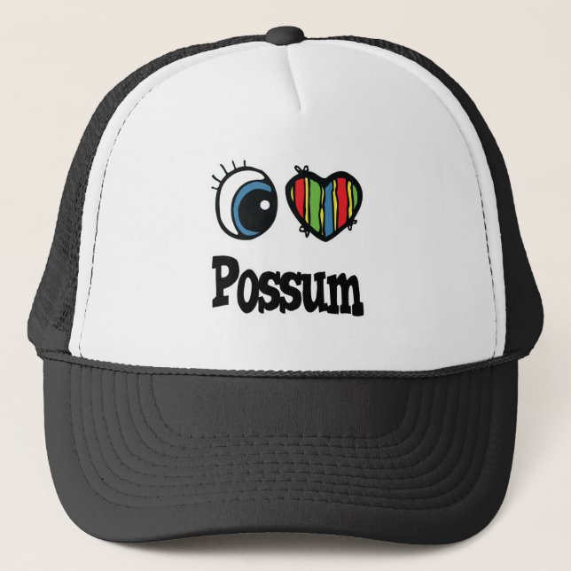 I Love (Heart) Possum Trucker Hat (Front)