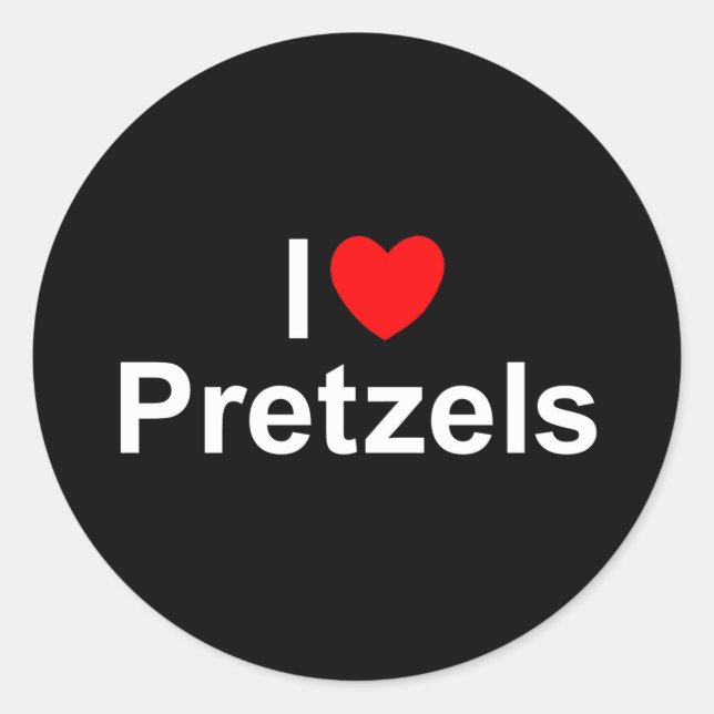 I Love (Heart) Pretzels Classic Round Sticker (Front)