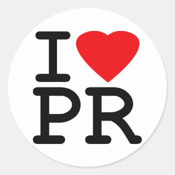 I Love Heart Puerto Rico Classic Round Sticker by allworldtees at Zazzle