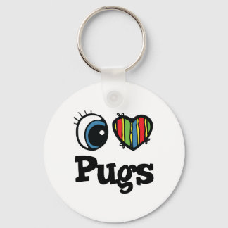 I Love (Heart) Pugs Keychain