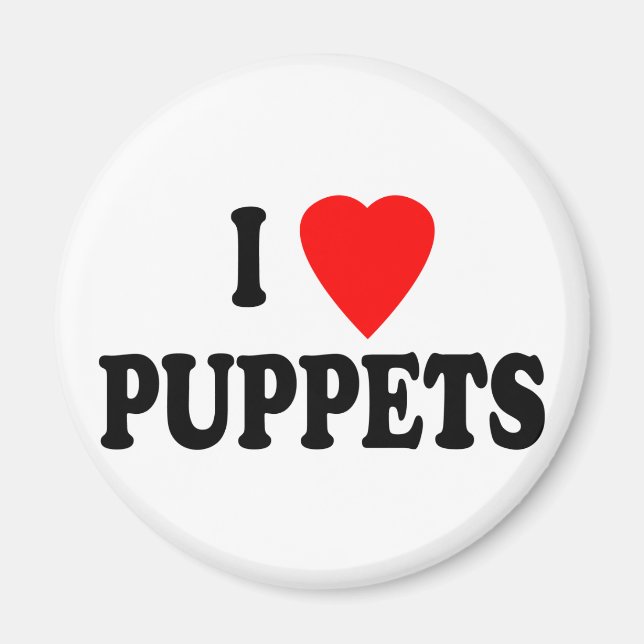 I LOVE (HEART) PUPPETS MAGNET (Front)