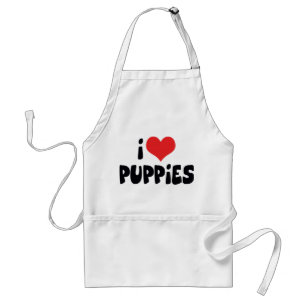 I Love Heart Puppies - Dog Lover Adult Apron