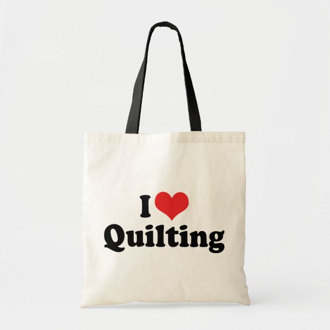 I Love Heart Quilting - Sewing Quilter Tote Bag (Front)