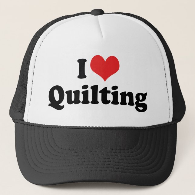 I Love Heart Quilting - Sewing Quilter Trucker Hat (Front)