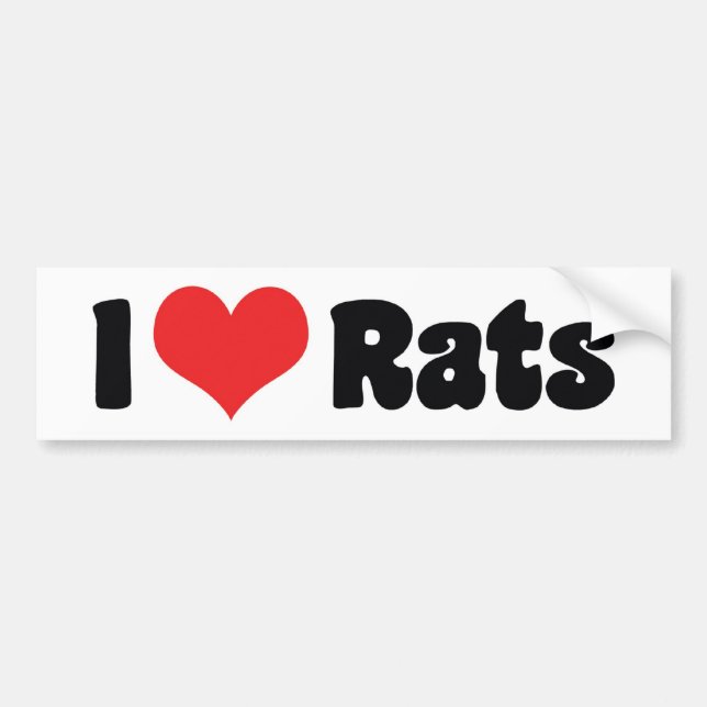 I Love Heart Rats - Pet Rat Lover Bumper Sticker (Front)