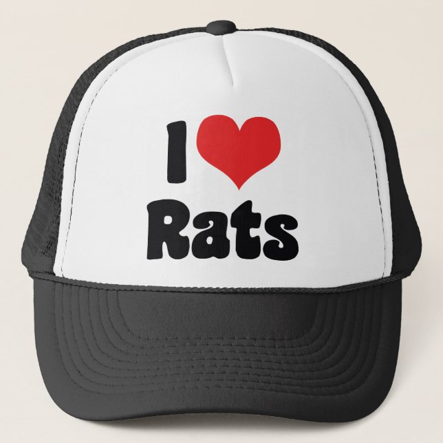 I Love Heart Rats - Pet Rat Lover Trucker Hat (Front)