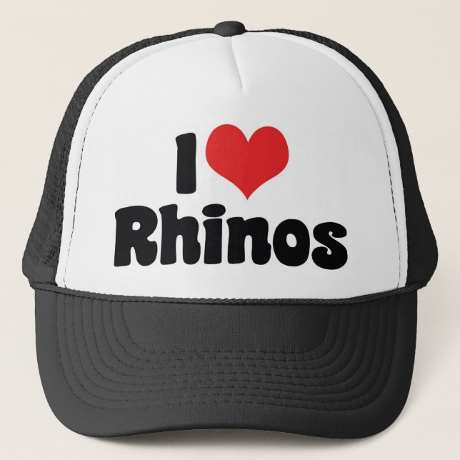 I Love Heart Rhinos - Rhinoceros Lover Trucker Hat (Front)