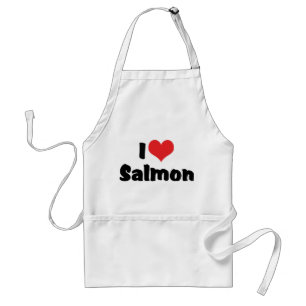 I Love Heart Salmon - Fish Lover Adult Apron